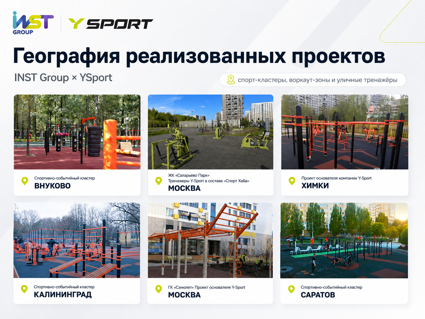 География реализованных проектов INST Group и Y-Sport