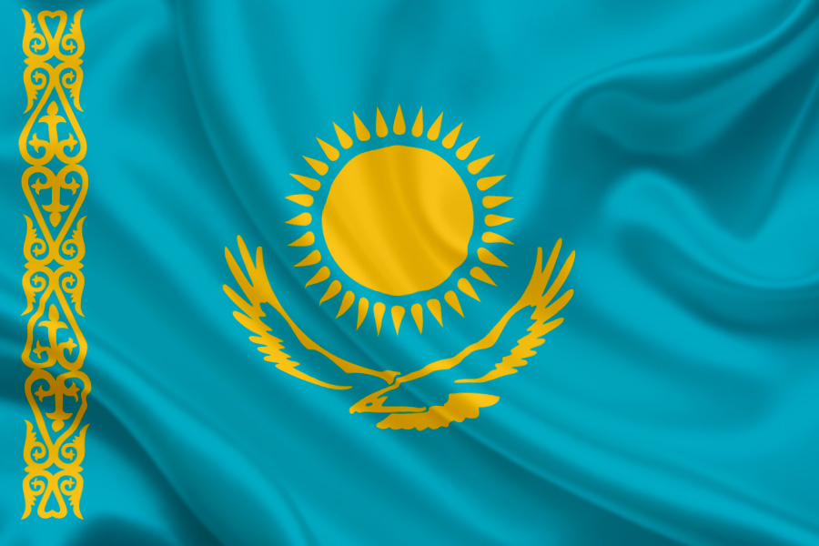 Государственный флаг Республики Казахстан крупным планом