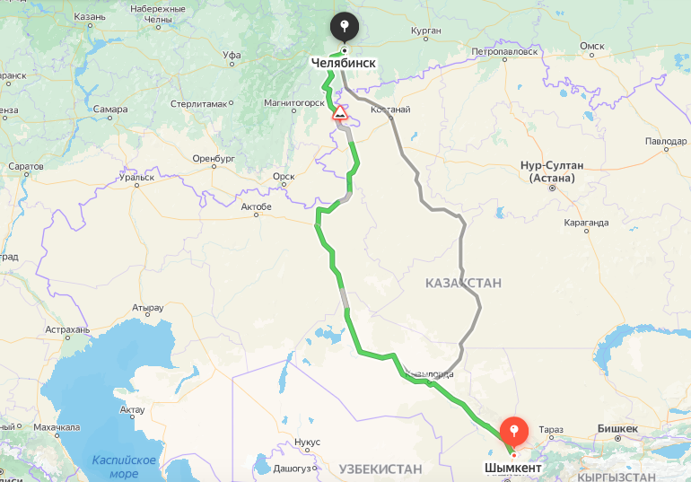 Грузоперевозки из Шымкента в Челябинск