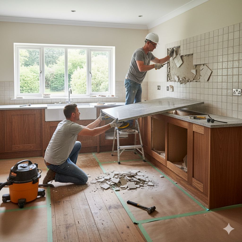 Демонтаж кухни с каменной столешницей