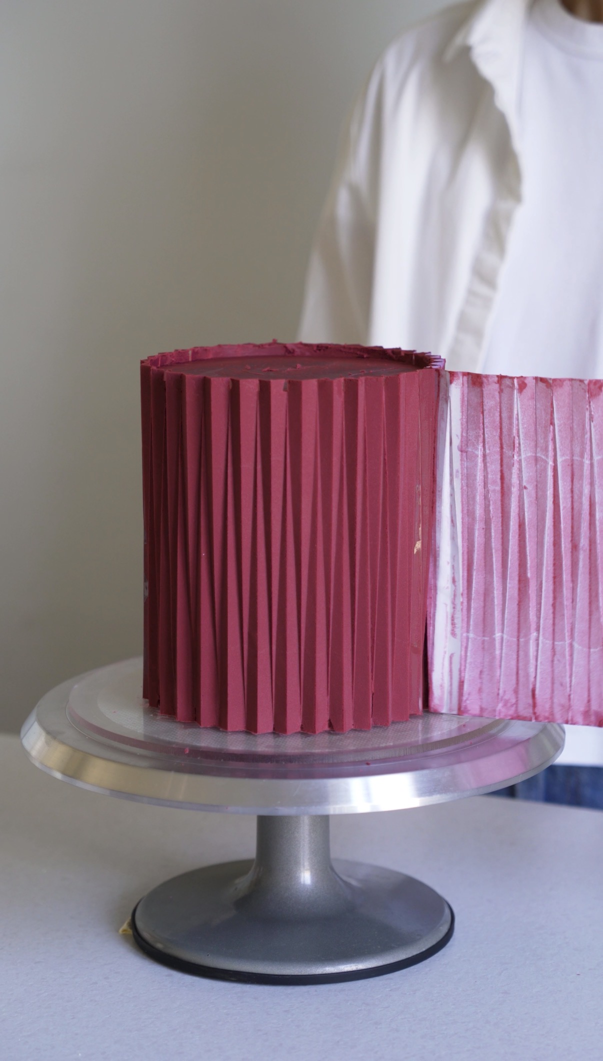 Origami texturing and velvet spraying