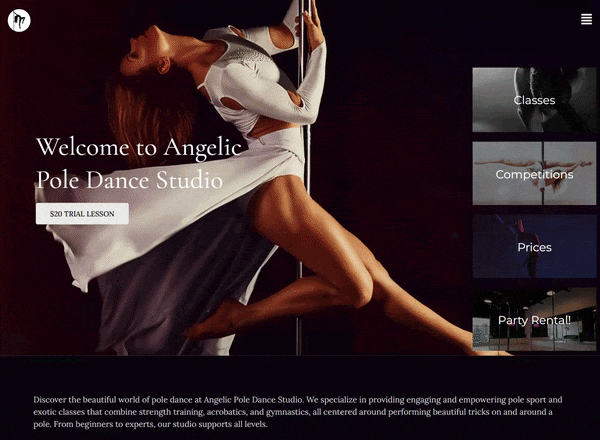 Animated class selection on Angelicpole.com