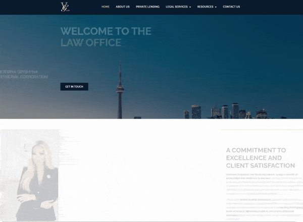Animated scroll of the VG Law home page