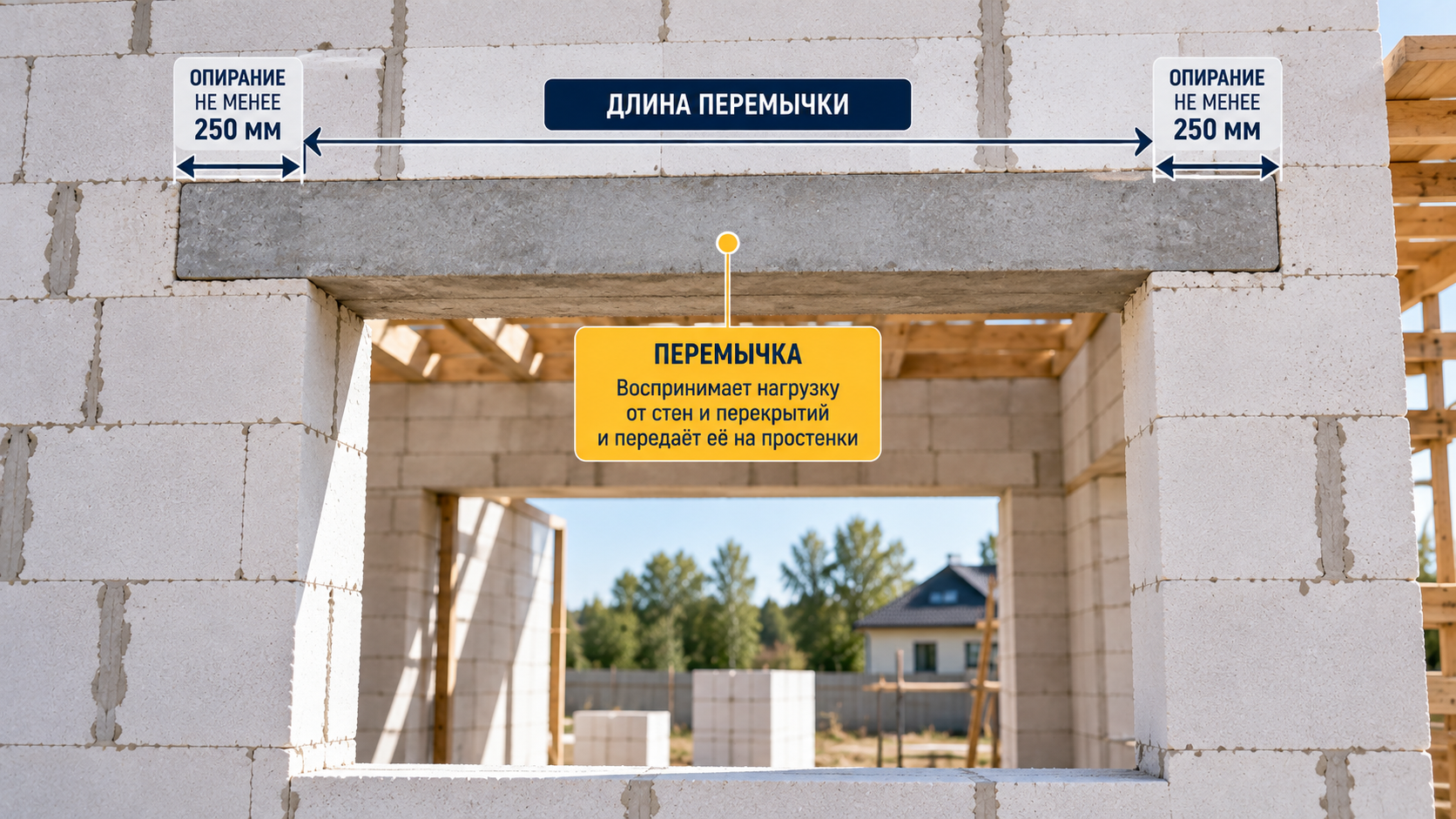 Перемычка над оконным проёмом из газобетона