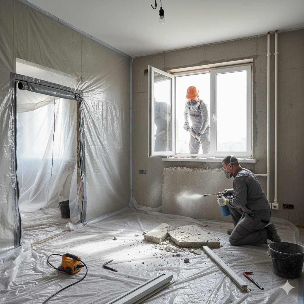 Демонтаж бетонного подоконника