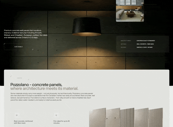 Animated scroll through the Pozzolano home page
