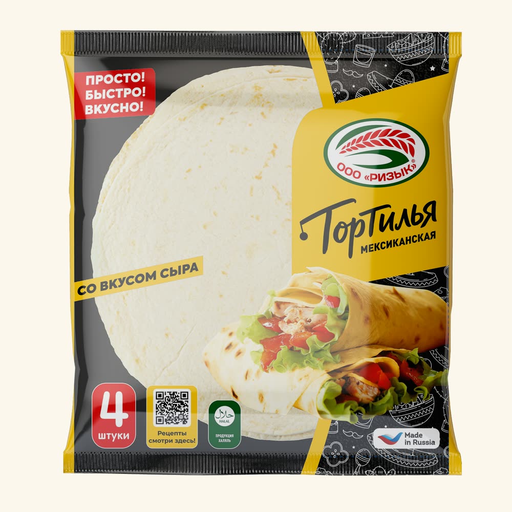 Тортилья со вкусом сыра — упаковка 4 штуки, 276 г