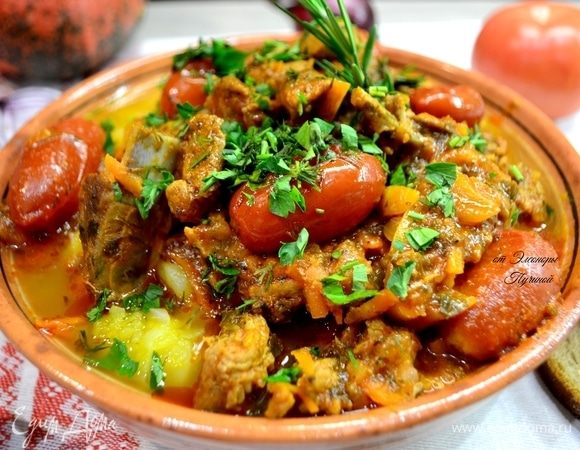 Баранина в собственном соку с овощами