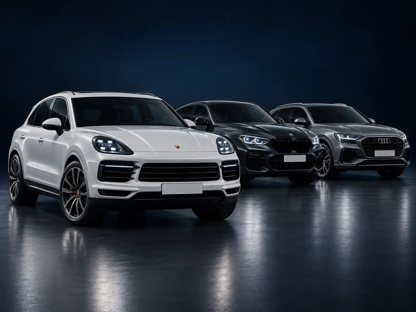 Porsche Cayenne, BMW X6 и Audi Q8 в студии