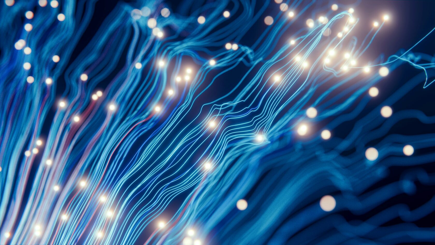 Abstract blue network nodes visualising connected digital infrastructure