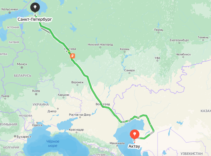 Грузоперевозки из Актау в Санкт-Петербург