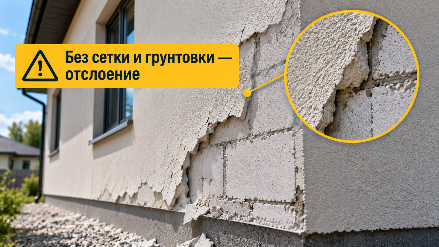 Ошибка при отделке фасада газобетонного дома