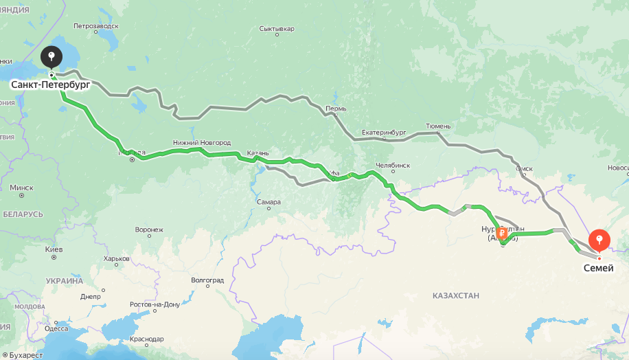 Грузоперевозки из Семея в Санкт-Петербург