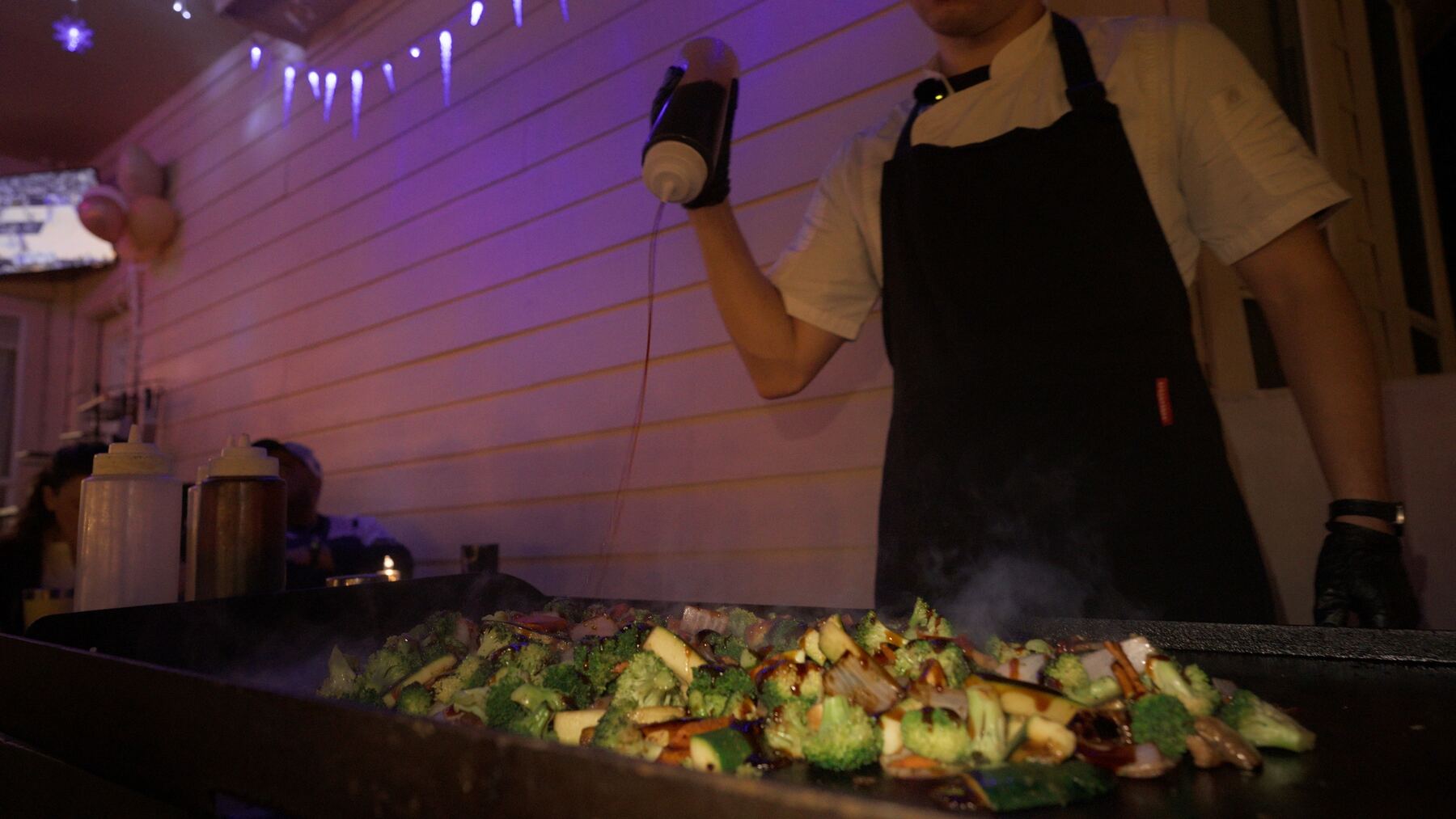 Hibachi chef cooking at a private party in Texas