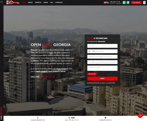 Animated service selection on OpenDoor.ge