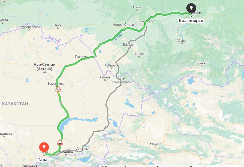Грузоперевозки из Тараза в Красноярск