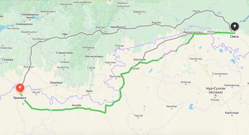 Грузоперевозки из Уральск в Омск