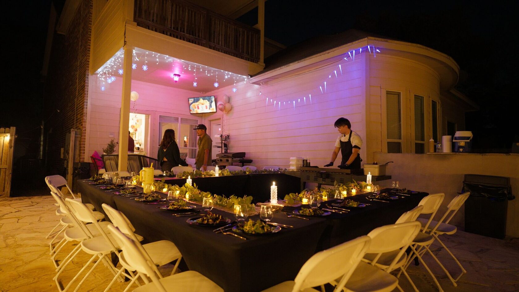 Hibachi chef cooking at a private party in Texas