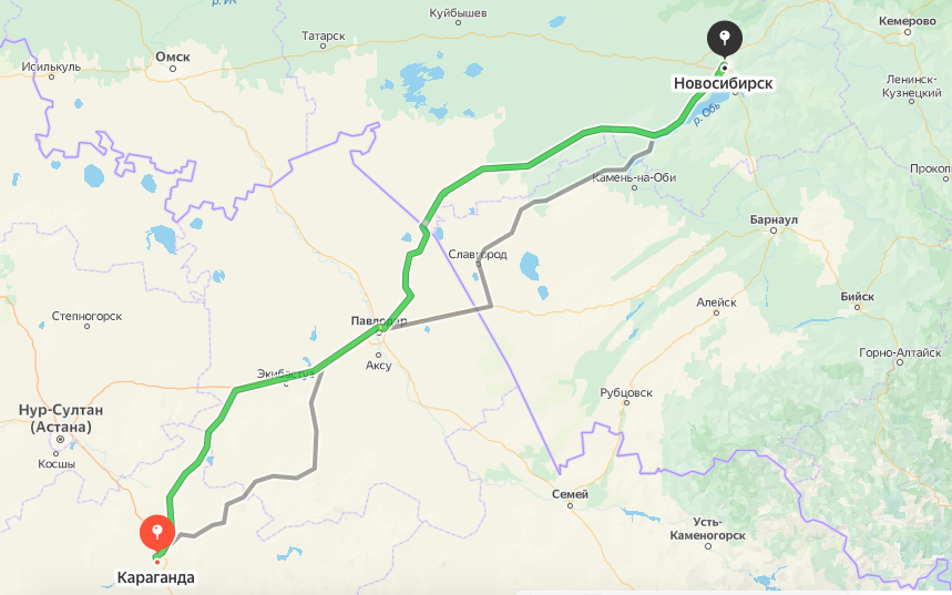 Грузоперевозки из Караганда в Новосибирск