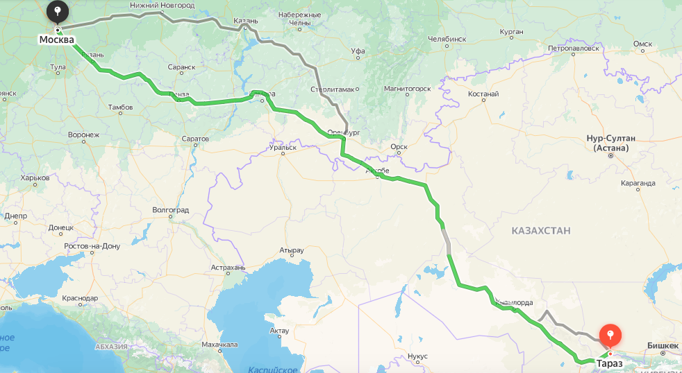 Грузоперевозки из Тараза в Москву