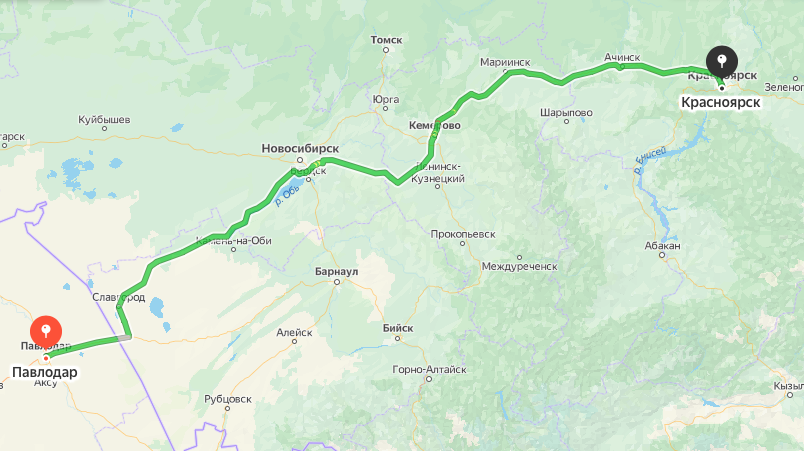 Грузоперевозки из Павлодара в Красноярск