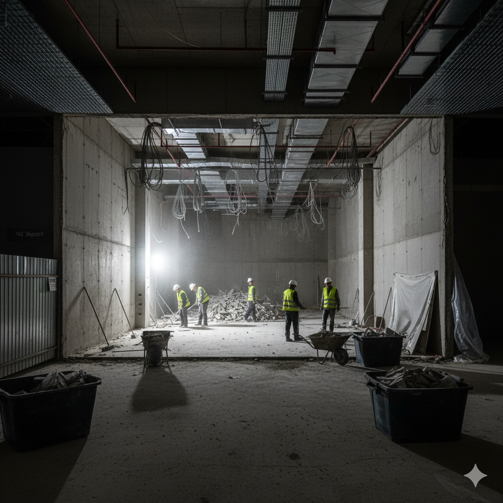 Полная очистка помещения 'strip out' в ТЦ Aport