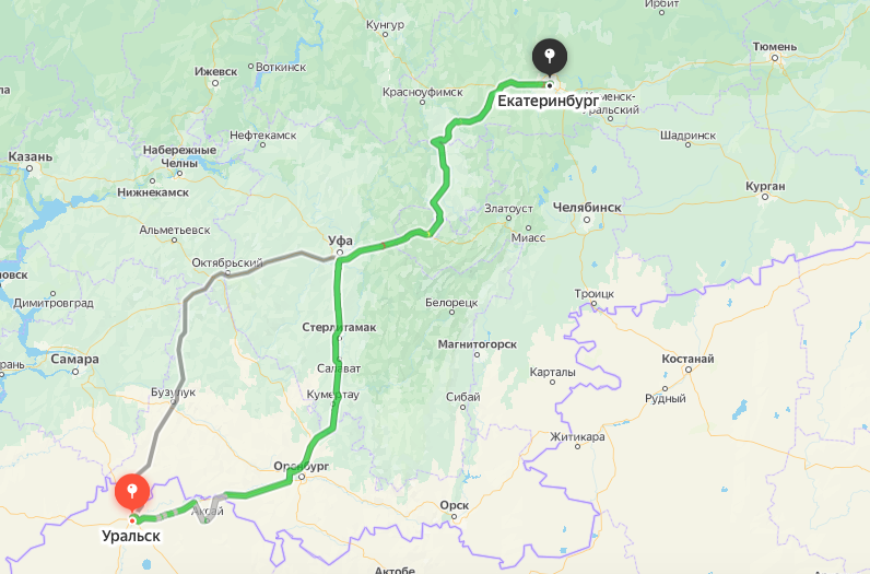 Грузоперевозки из Уральска в Екатеринбург