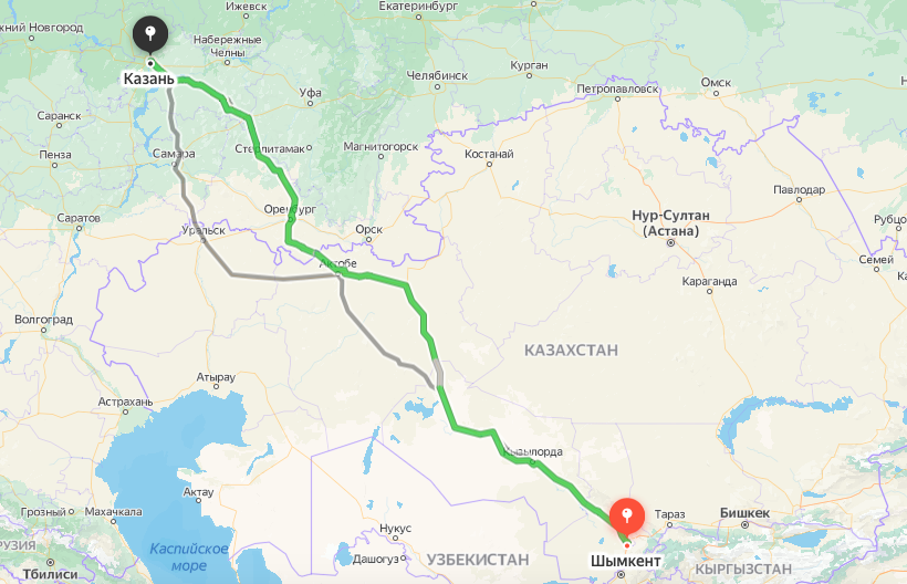 Грузоперевозки из Шымкента в Казань