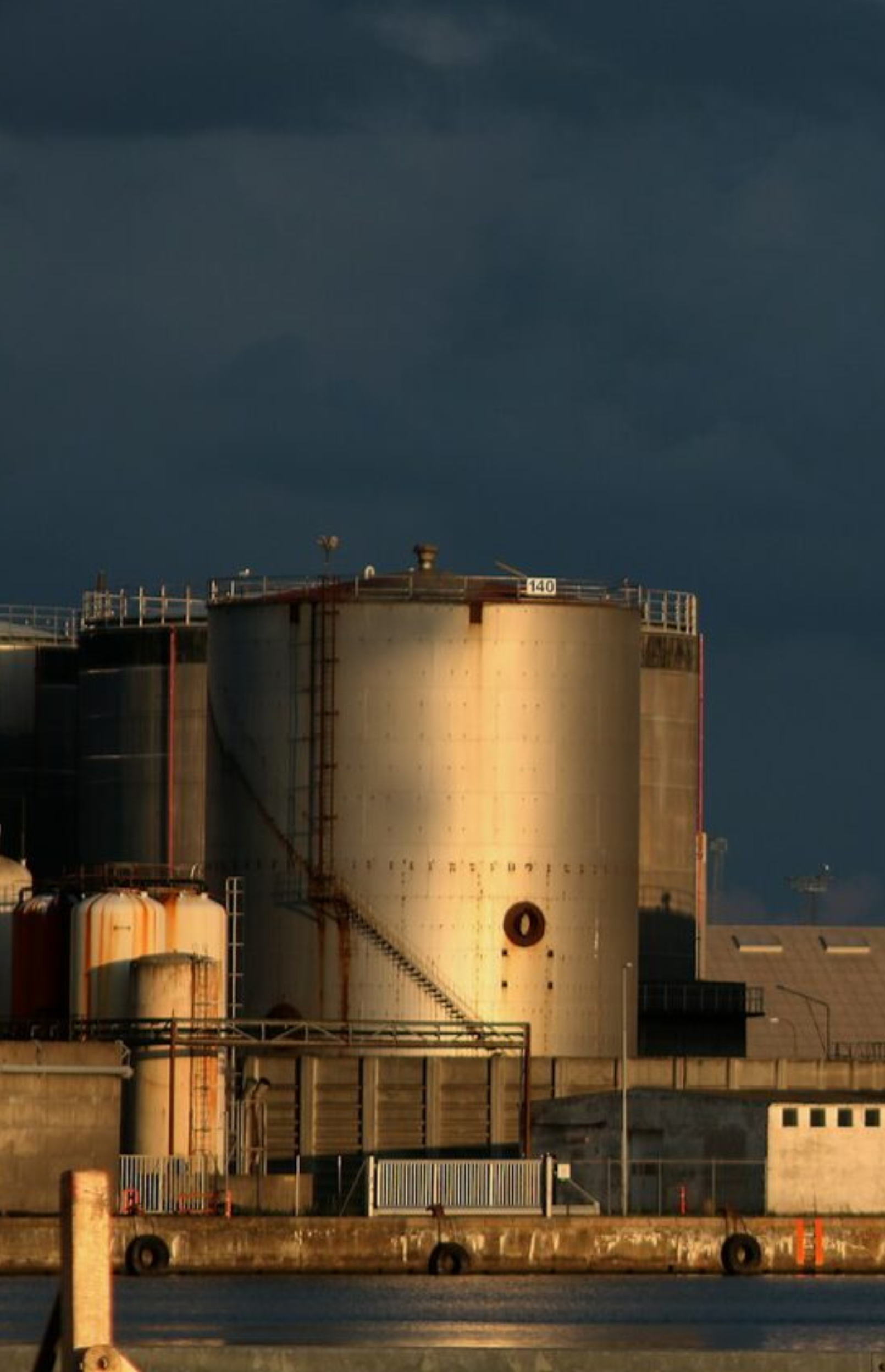 Oil refinery tanks