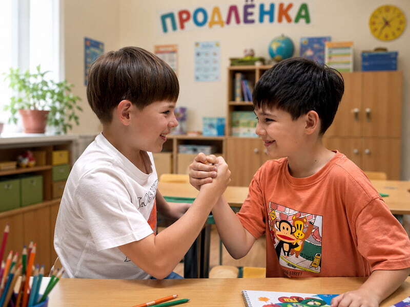 Дети на продлёнке в детском центре Sigma kids в Алматы