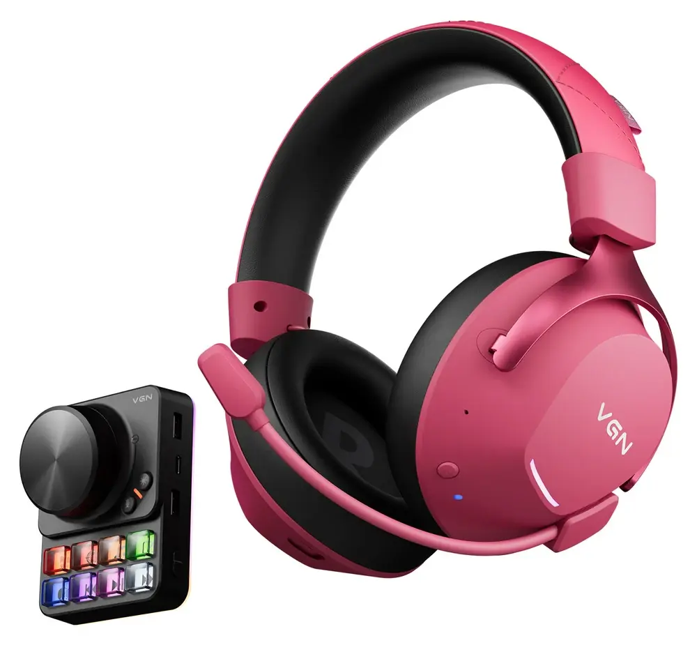 Игровая гарнитура VGN Siren V2 Pro Max, розовый — с пультом-микшером