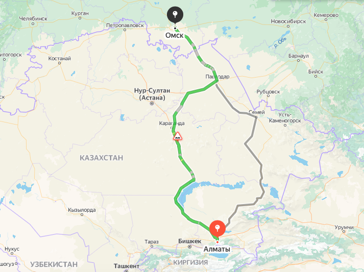 Грузоперевозки Алматы - Омск