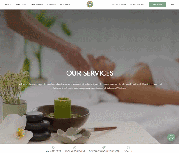Animated sticky bar on Balanced Wellness