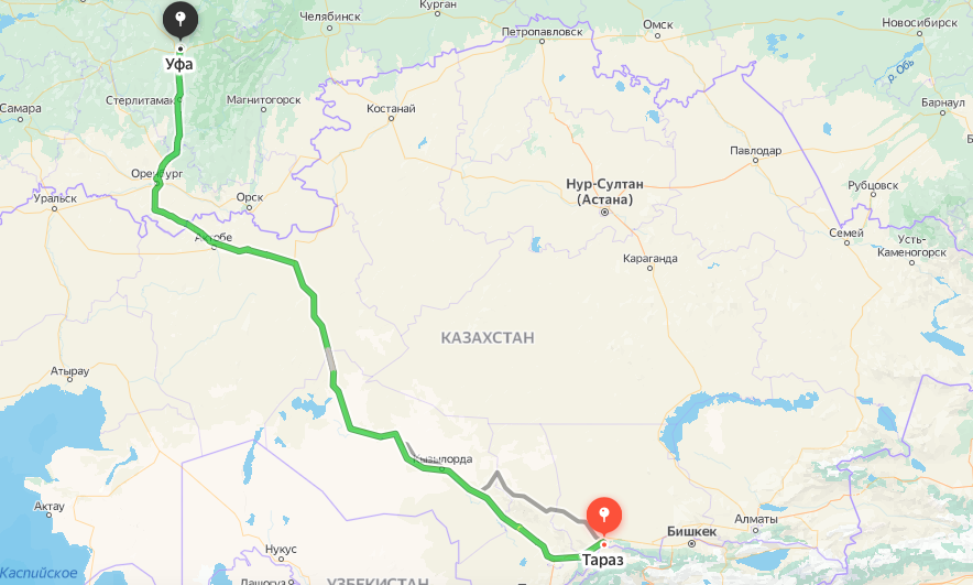 Грузоперевозки из Тараза в Уфу
