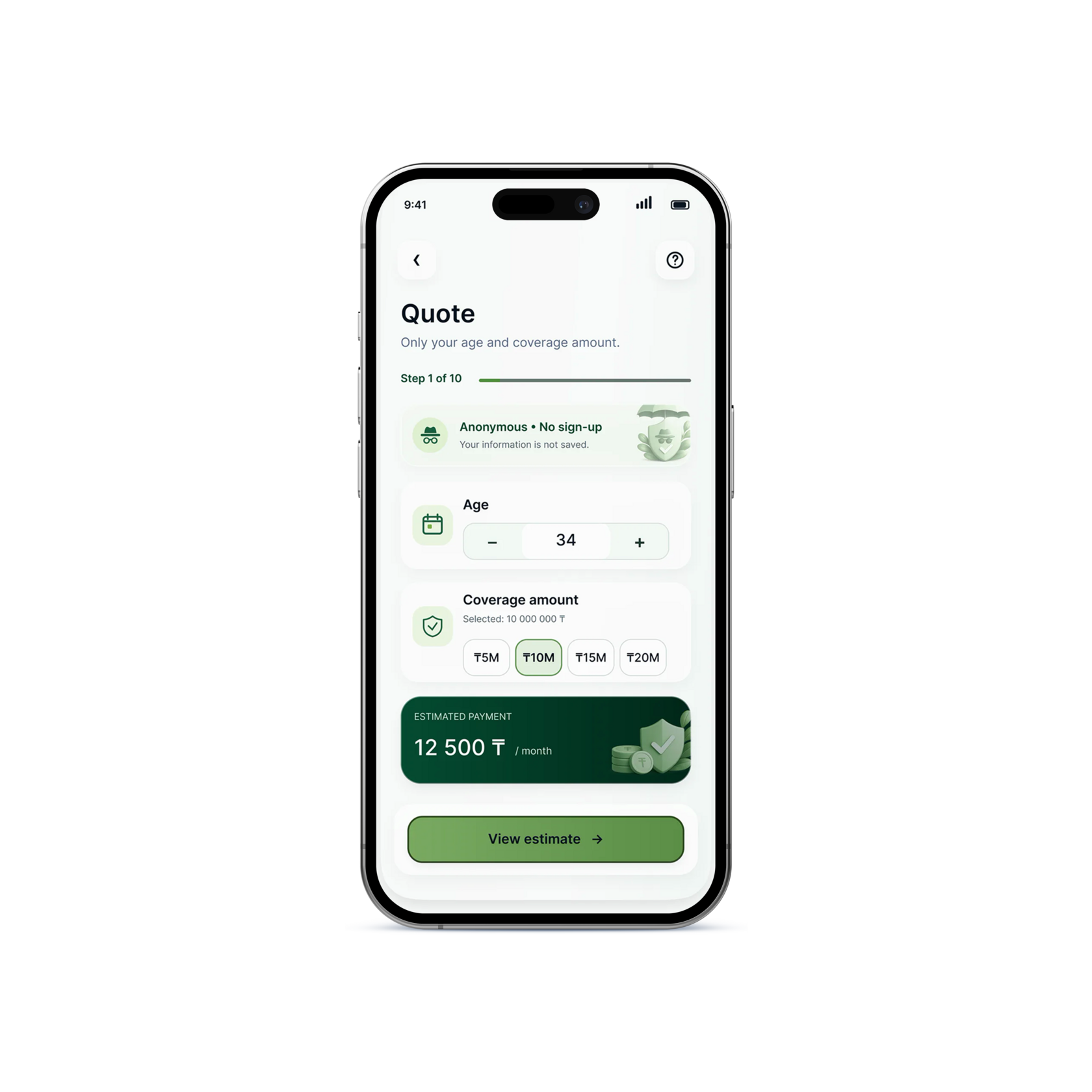 Anonymous quote screen in an iPhone mockup