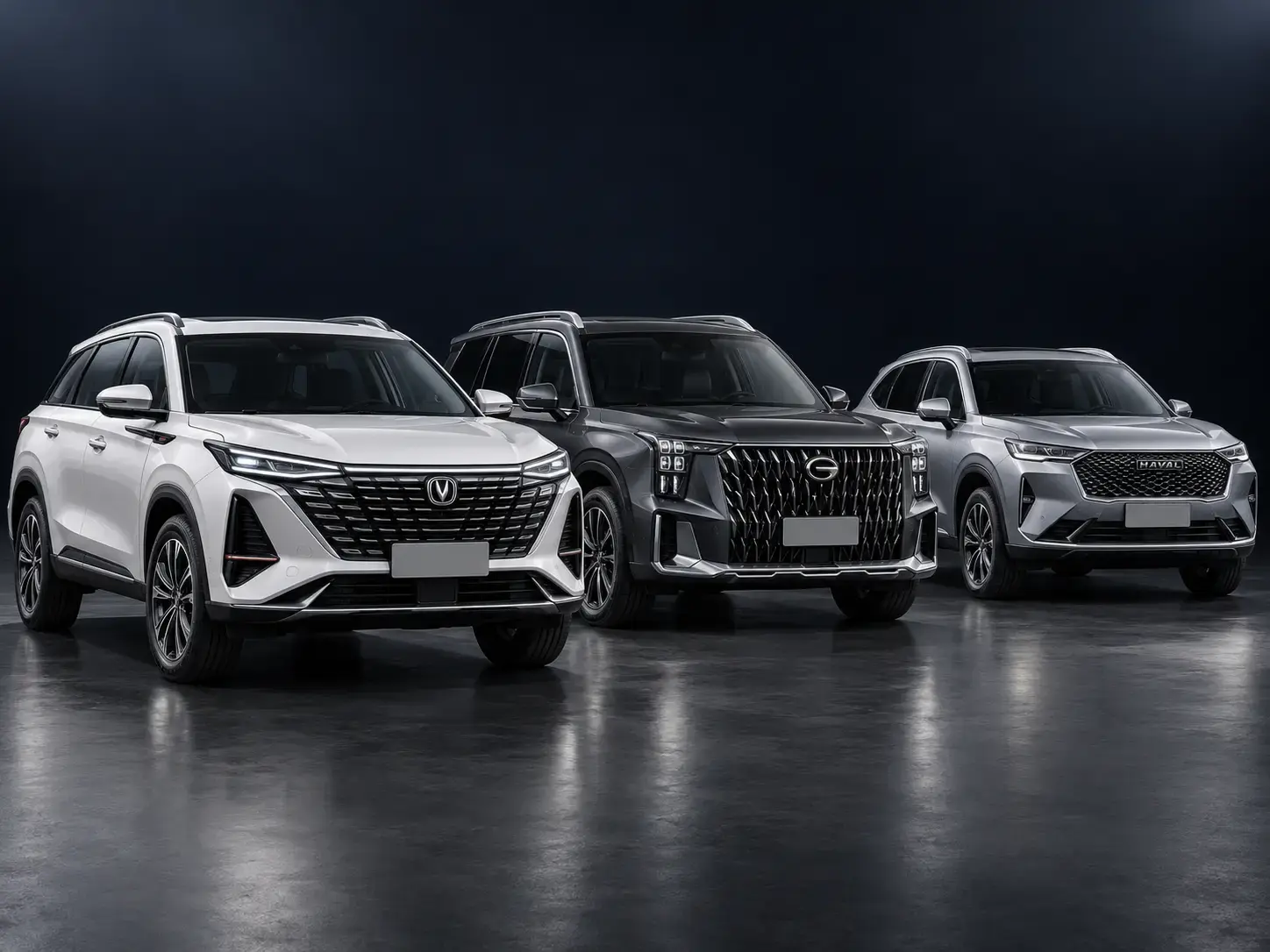 Changan, GAC и Haval в тёмной студии