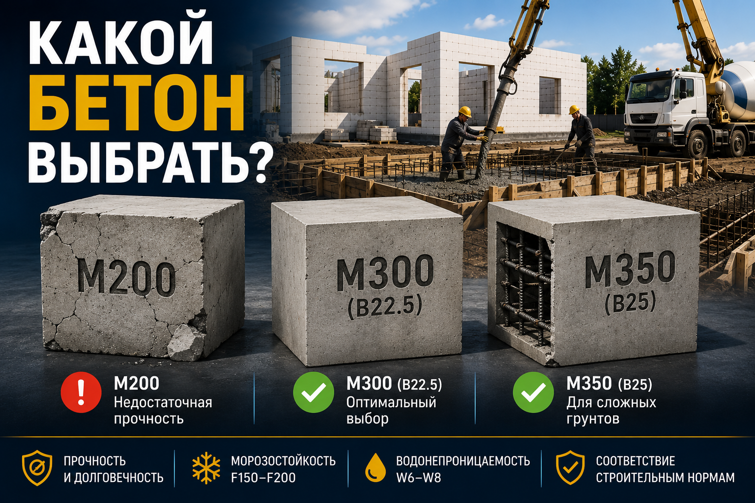 Бетон для фундамента дома из газоблока