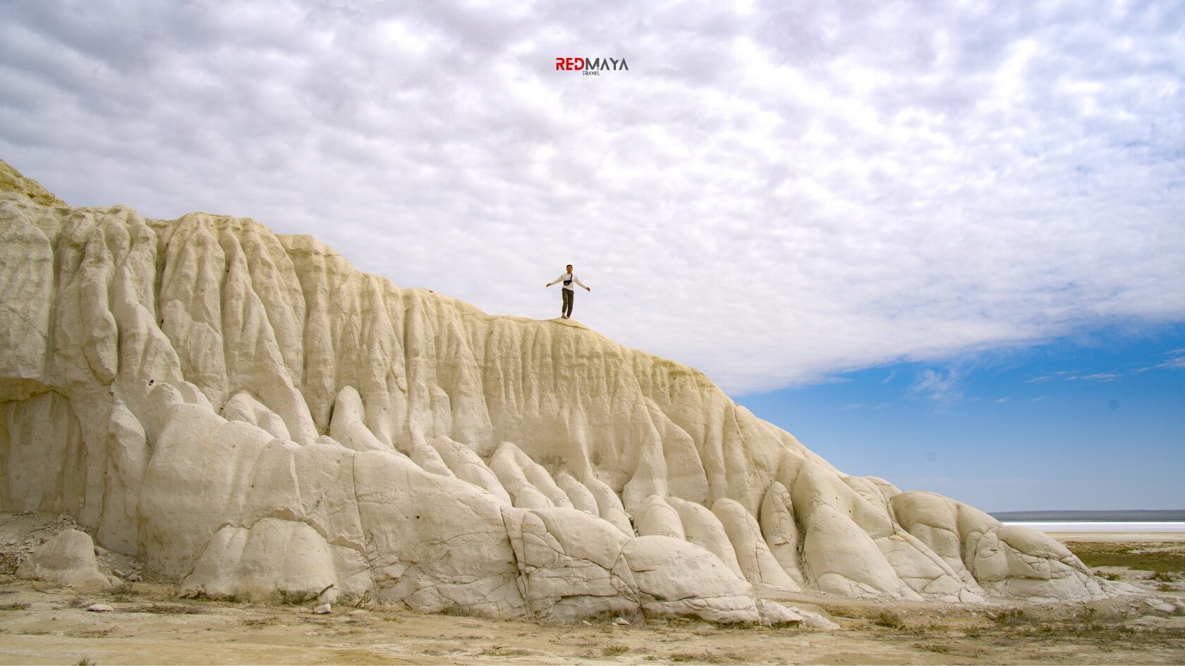 Tuzbair salt flat and chalk cliffs, Mangystau
