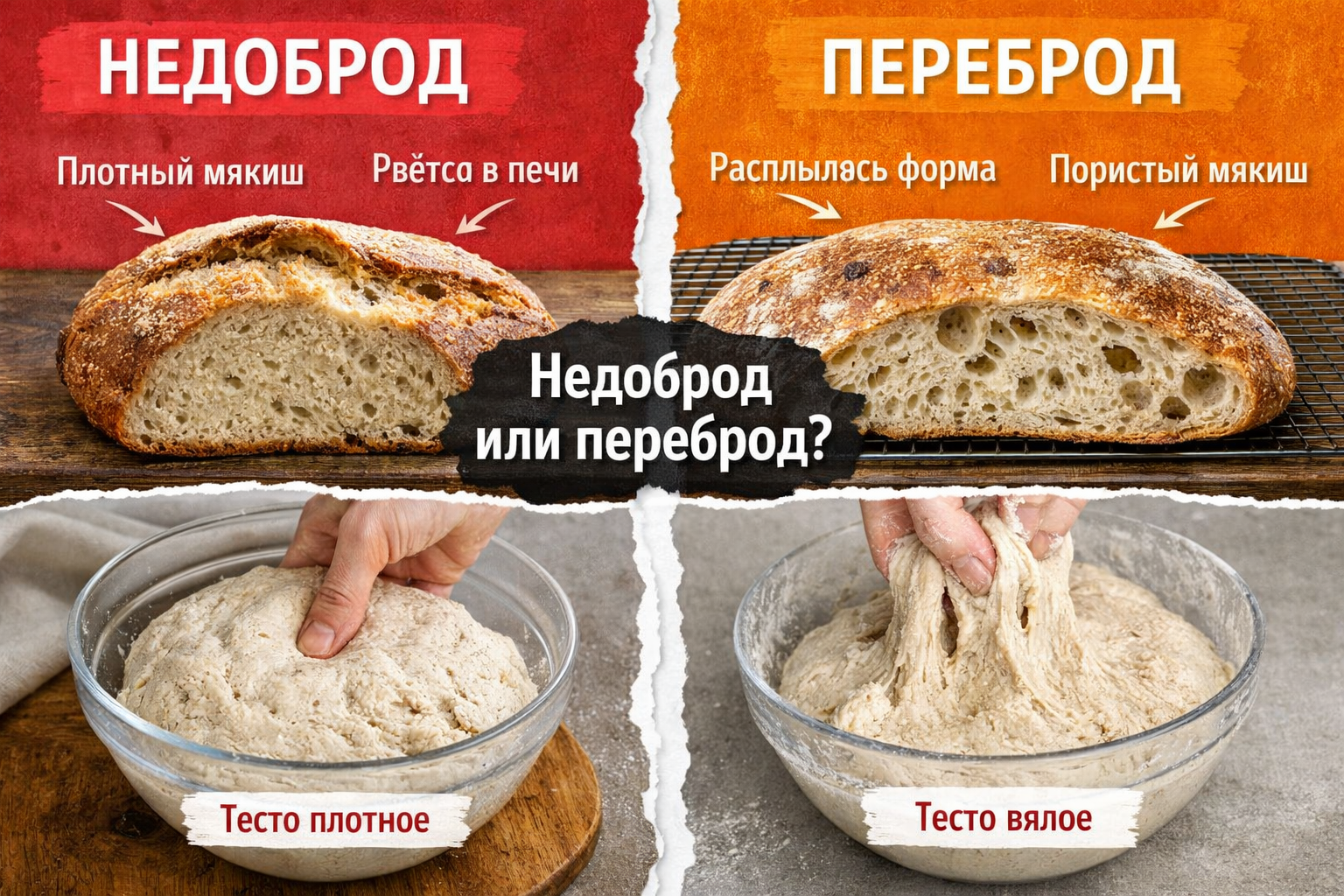 Недоброд и переброд хлебного теста — как определить ошибки брожения