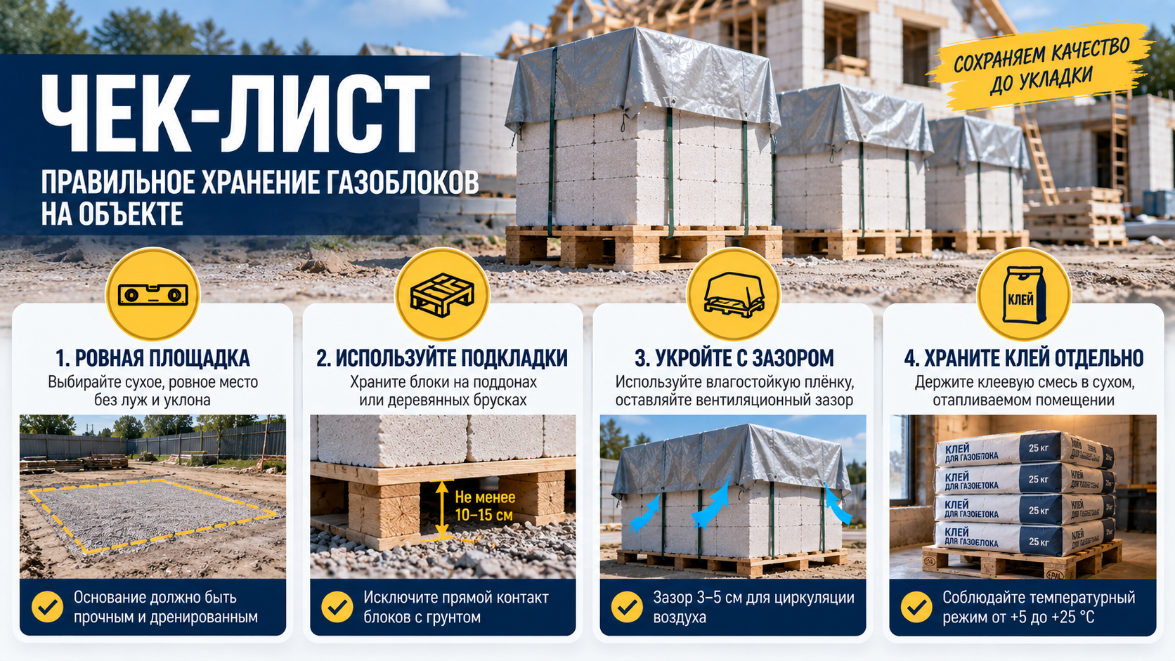 Организация хранения газобетона на стройплощадке