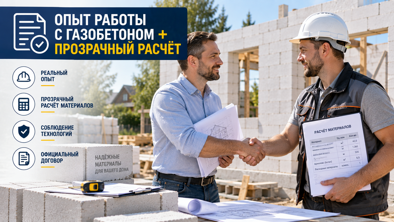 Выбор подрядчика для строительства дома из газобетона