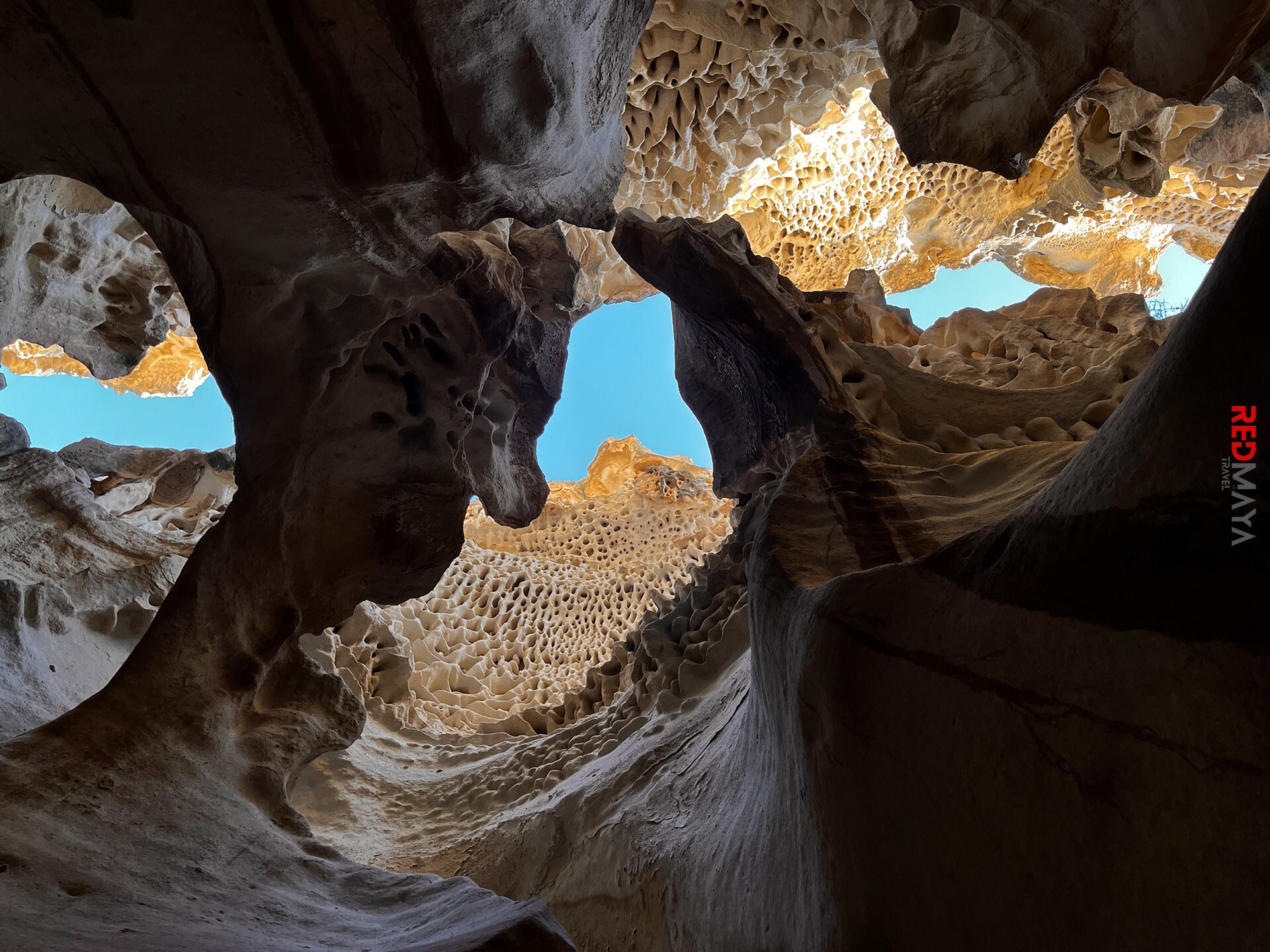 Ybykty porous limestone canyon in Mangystau