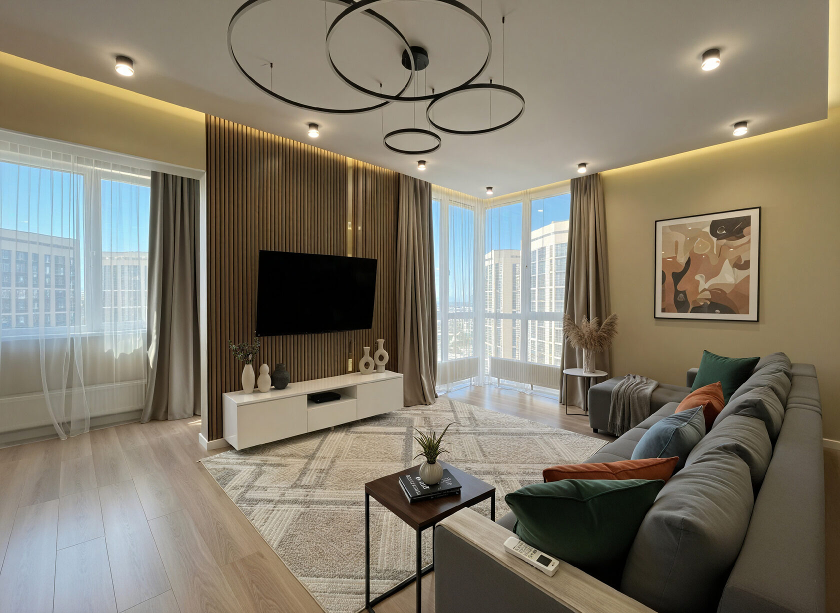 Гостиная в апартаментах CityLux в Алматы