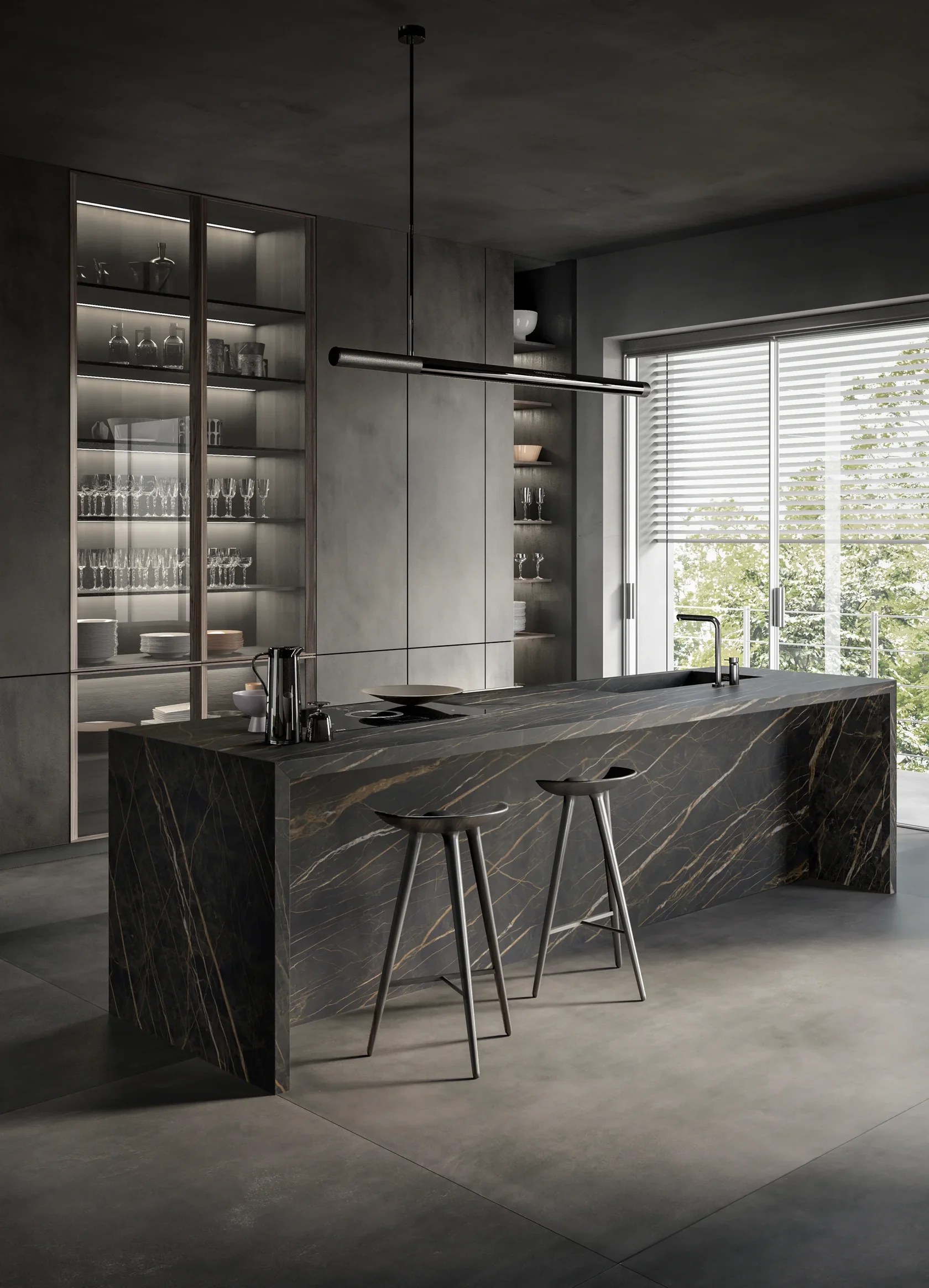 Чёрная кухня Laminam Noir Desir
