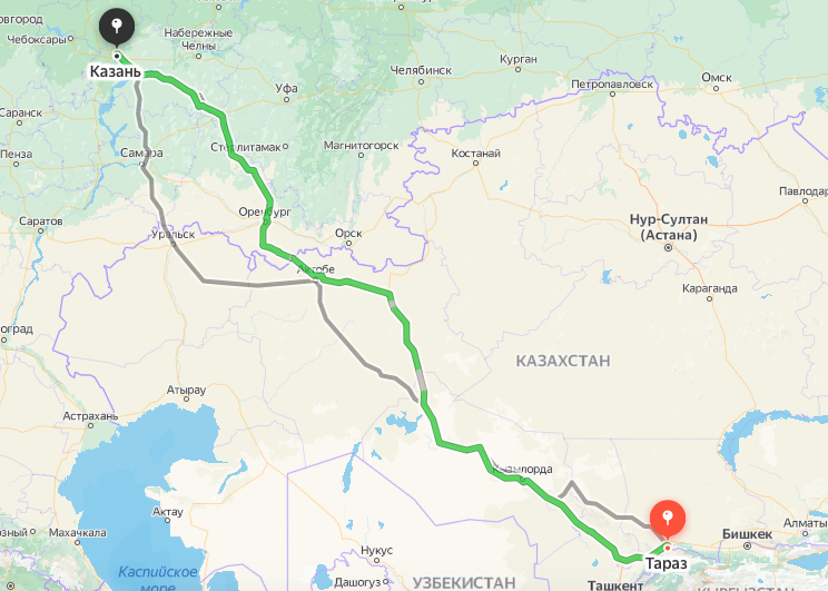 Грузоперевозки из Тараза в Казань