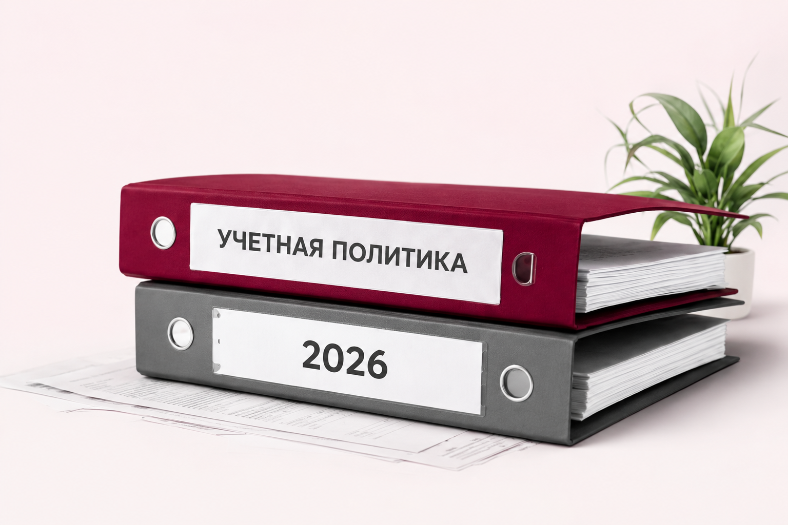 Папки с учетной политикой 2026 и растение