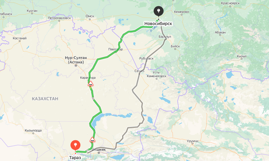 Грузоперевозки из Тараза в Новосибирск