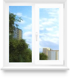 Двухстворчатое пластиковое окно Алматы