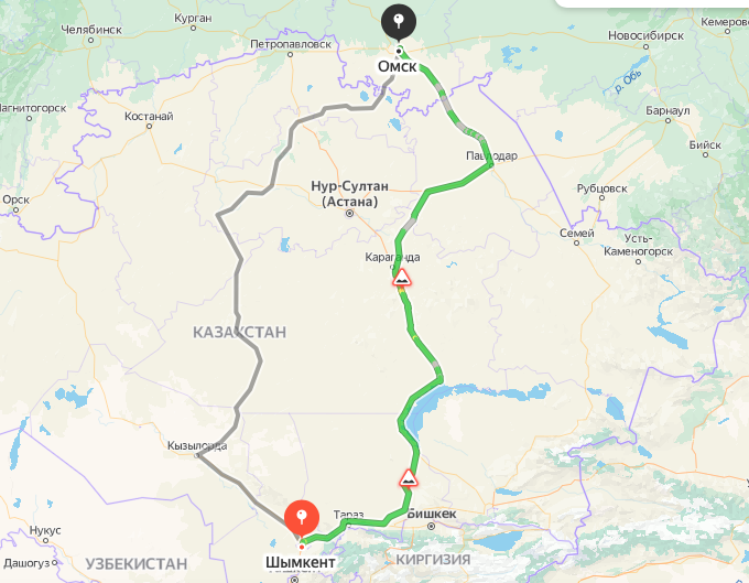 Грузоперевозки из Шымкента в Омск
