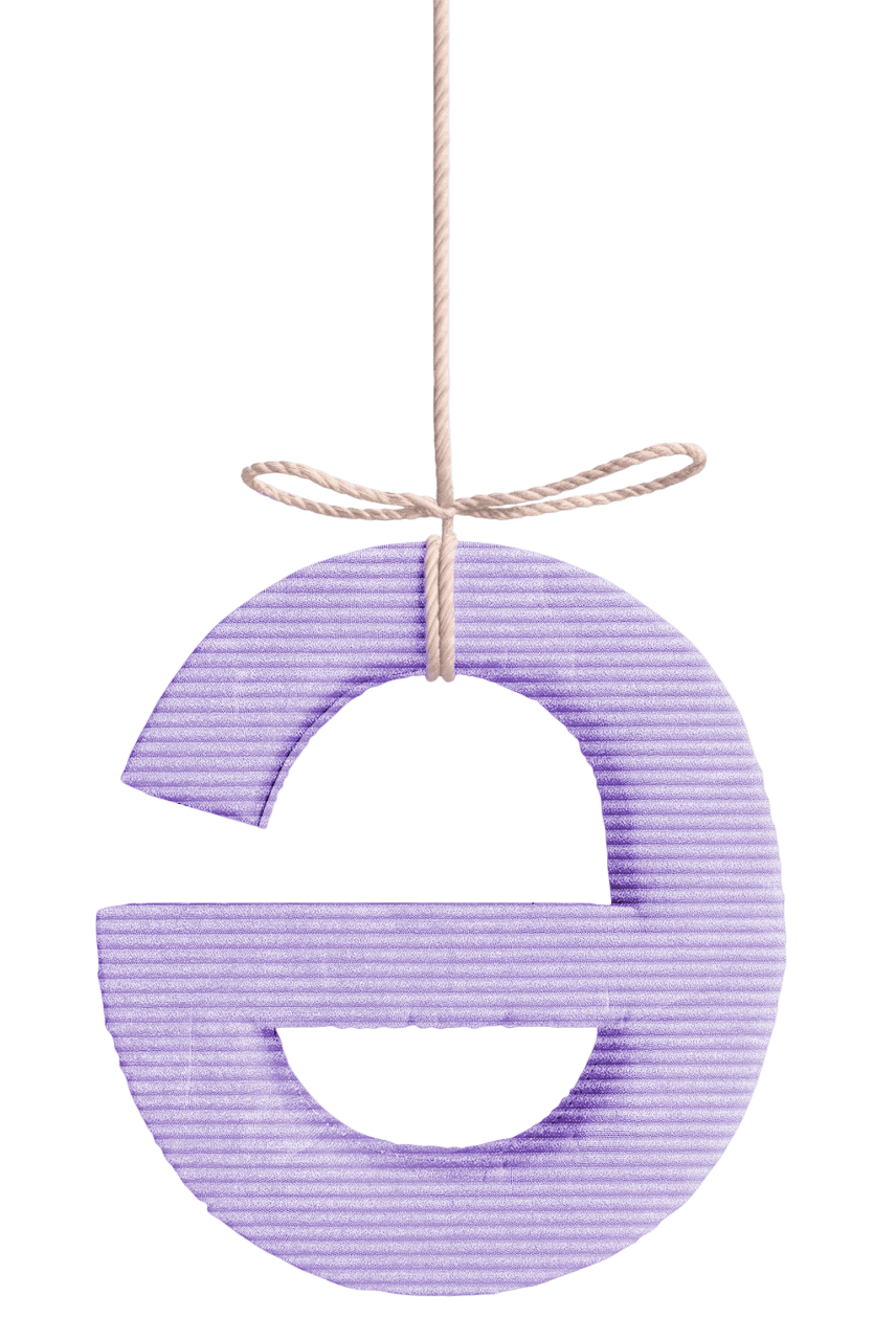 Мягкая игрушка в виде фиолетовой буквы казахского алфавита “ә”, подвешенная на веревочке